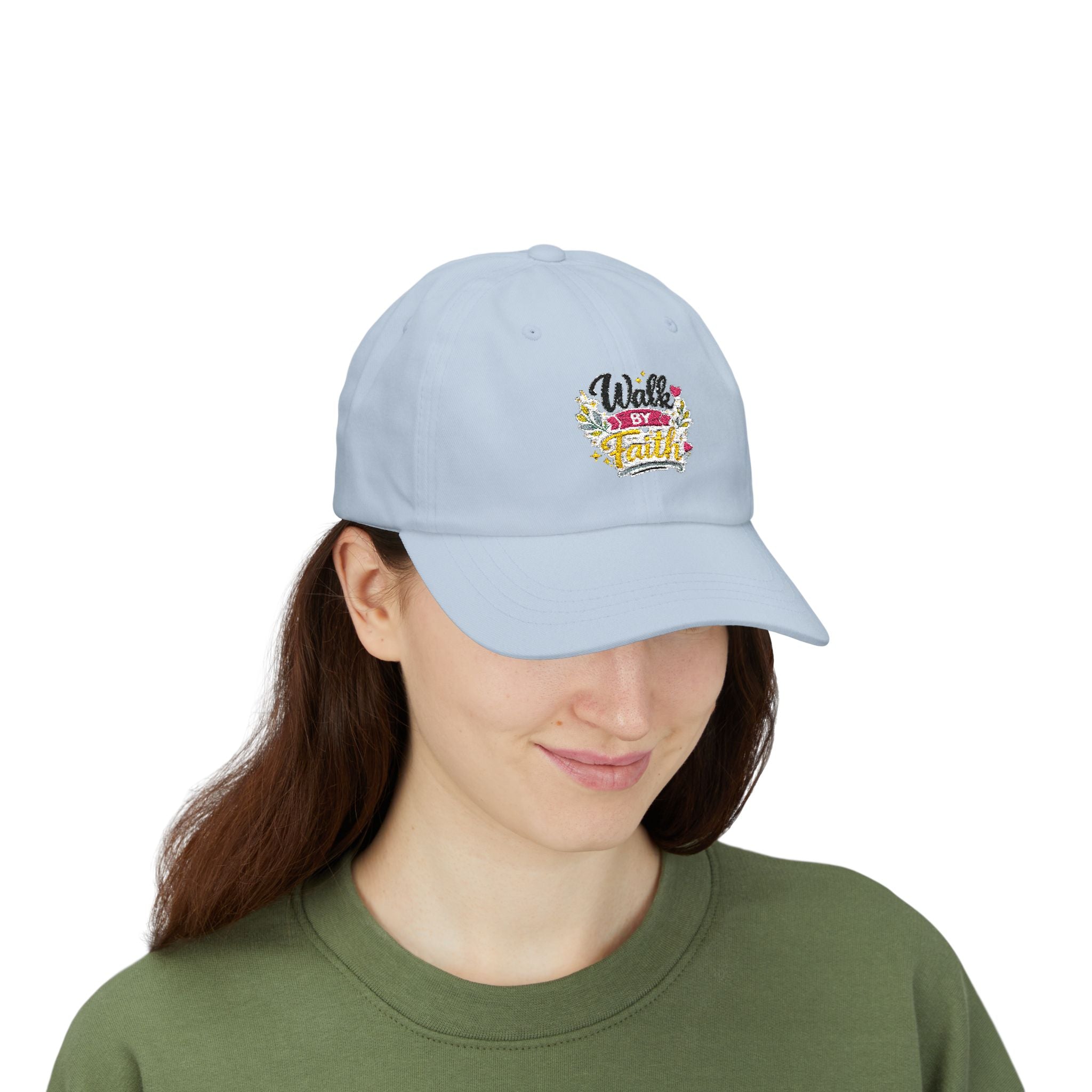 Walk By Faith Dad Cap — Floral Inspirational Baseball Hat