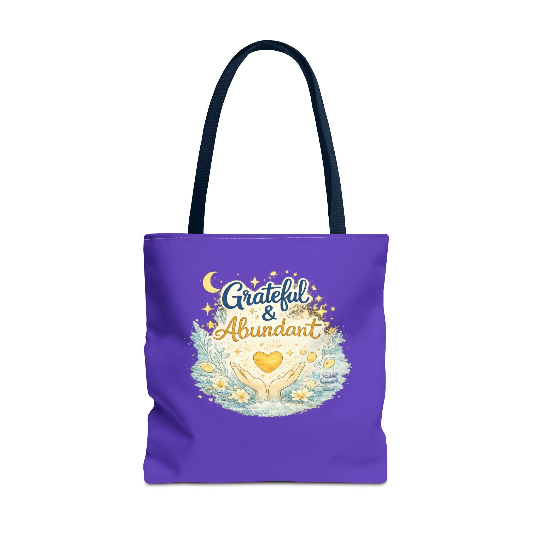 Grateful & Abundant Purple Tote Bag — Inspirational Everyday Shopper