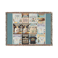 Vintage Travel Poster Woven Blanket — Retro Beach & City Collage Throw — A Great Gift for Pharmacists