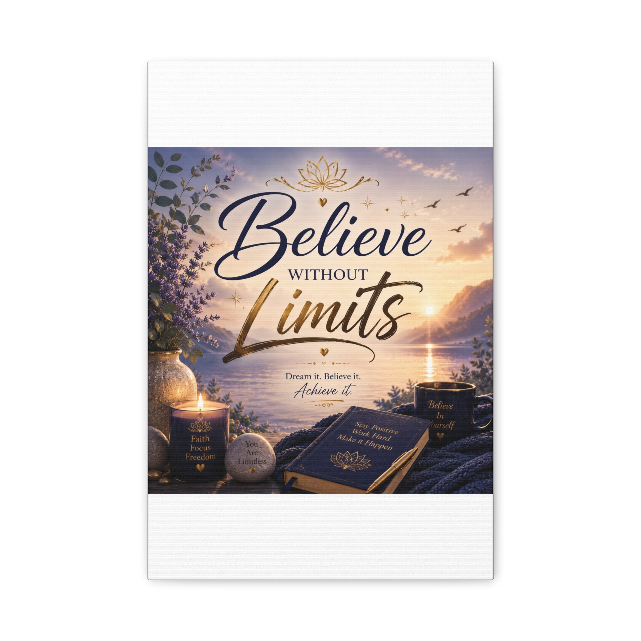 Believe Without Limits Canvas Wall Art – Inspirational Stretched Matte Print