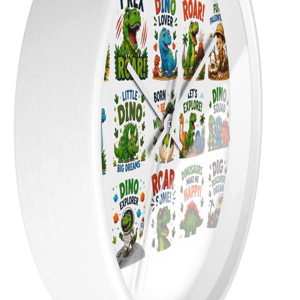 Dinosaur Kids Wall Clock — Colorful Roar & Dino Explorer Design