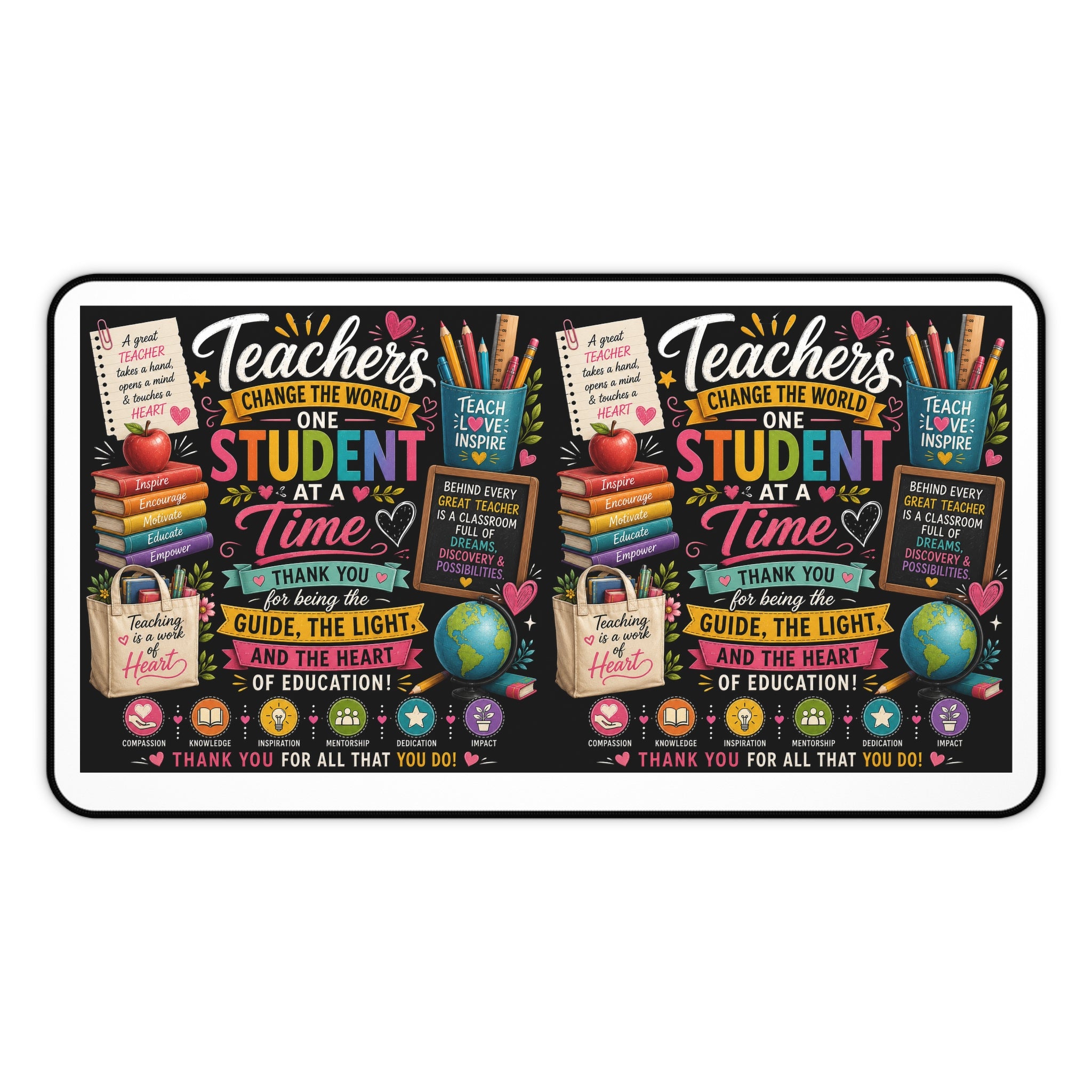 Teacher Appreciation Desk Mat — Colorful Chalkboard Thank You Design