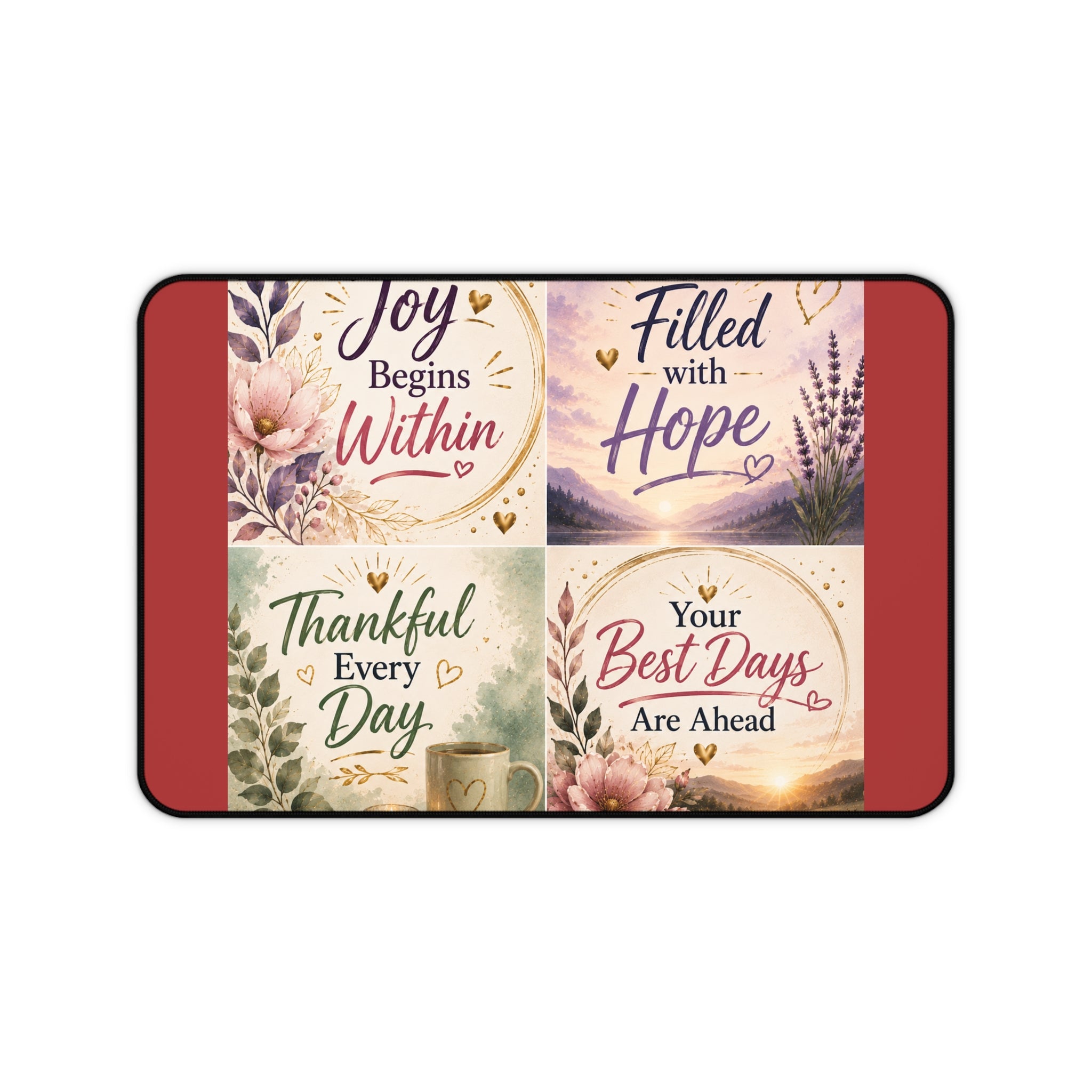 Inspirational Desk Mat — Joy Begins Within, Filled with Hope, Thankful Every Day, Your Best Days Are Ahead
