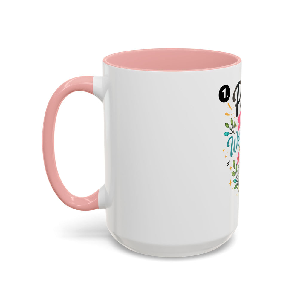 Pray More Worry Less Accent Coffee Mug — Inspirational Floral Prayer Gift (11/15oz)