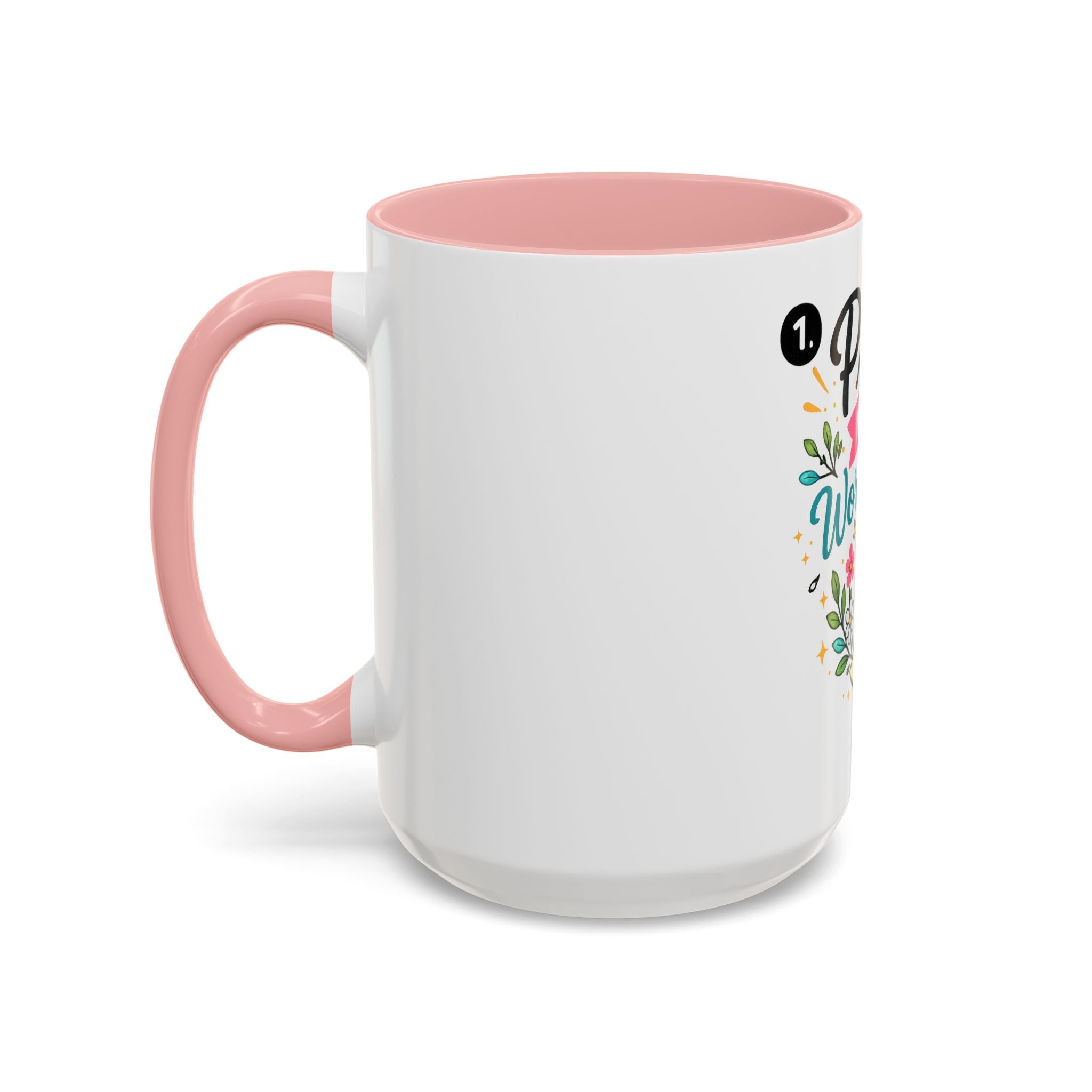 Pray More Worry Less Accent Coffee Mug — Inspirational Floral Prayer Gift (11/15oz)