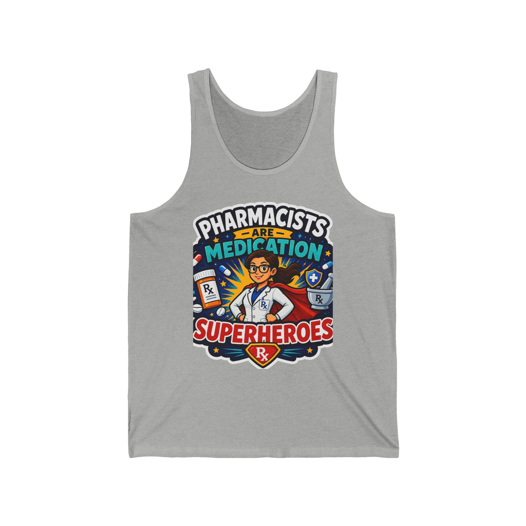 Pharmacist Superheroes Tank Top — "Pharmacists Are Medication Superheroes" Graphic Tank