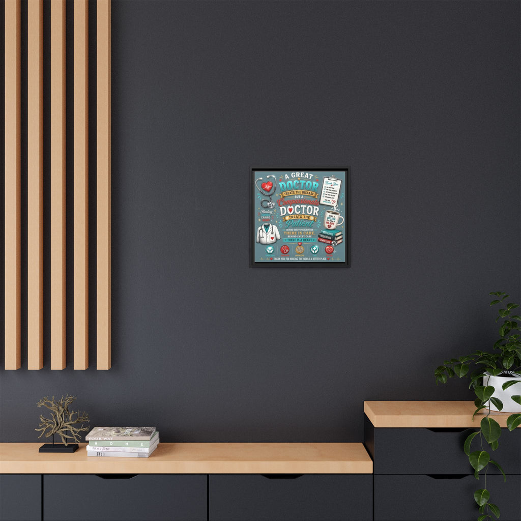 Framed Canvas Print — 'A Great Doctor Treats the Patient' Medical Tribute Wall Art
