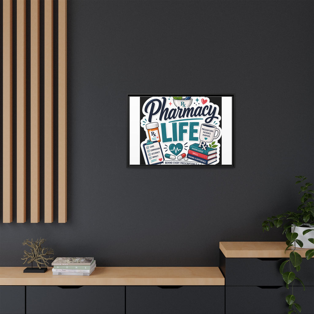 Pharmacy Life Framed Canvas Art — Colorful Pharmacist Wall Decor
