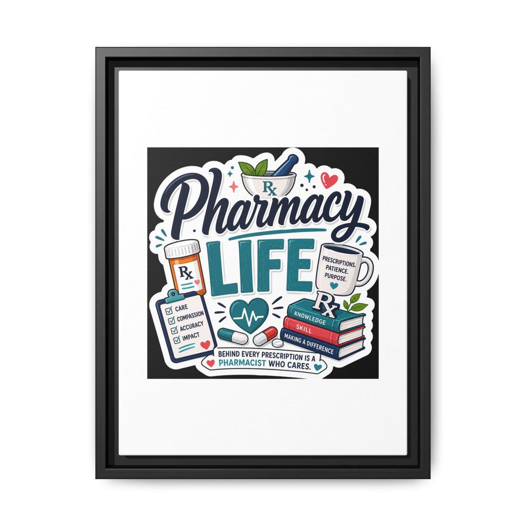 Pharmacy Life Framed Canvas Art — Colorful Pharmacist Wall Decor