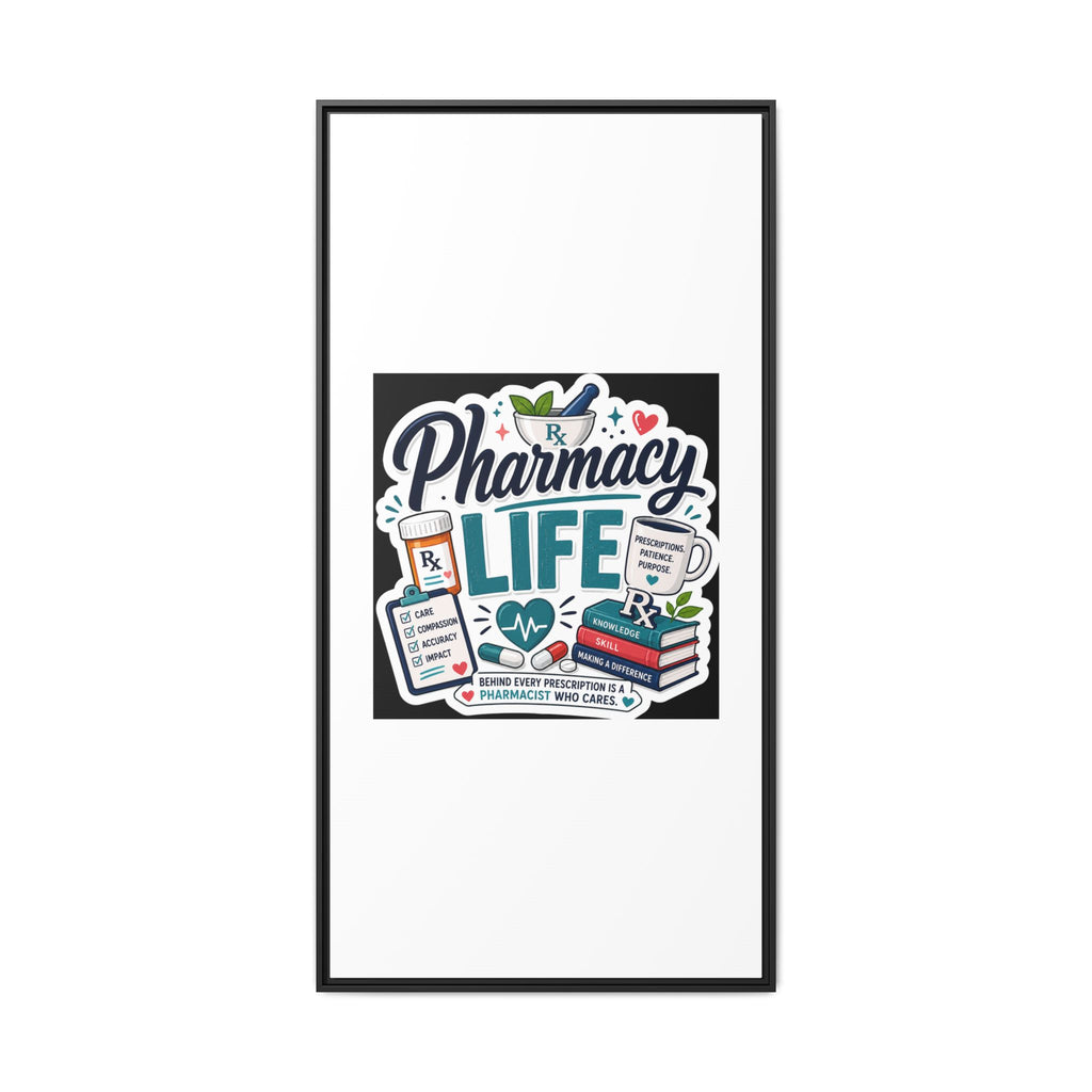 Pharmacy Life Framed Canvas Art — Colorful Pharmacist Wall Decor