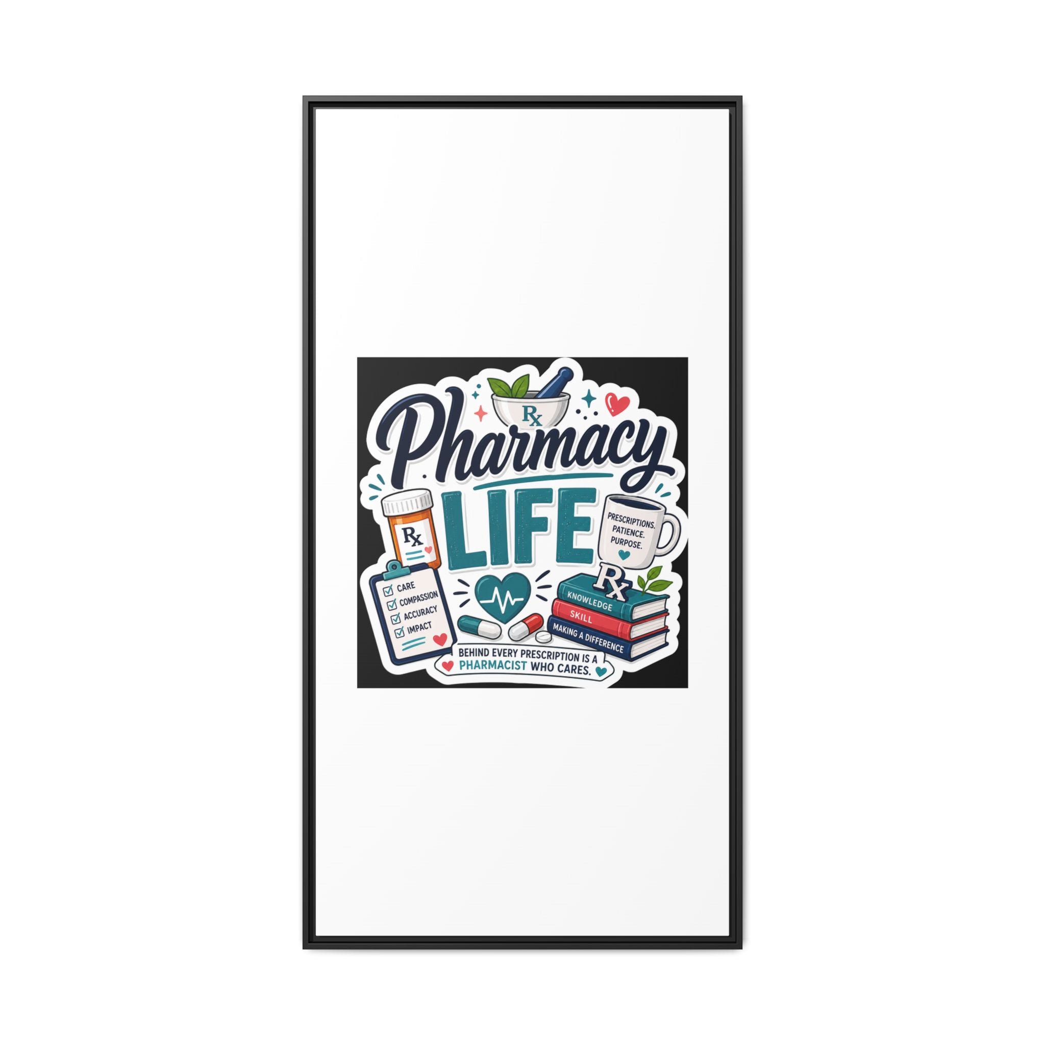 Pharmacy Life Framed Canvas Art — Colorful Pharmacist Wall Decor