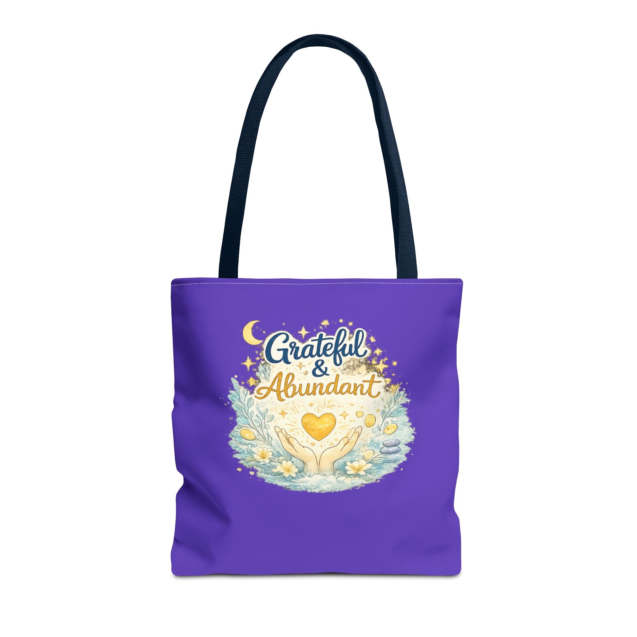Grateful & Abundant Purple Tote Bag — Inspirational Everyday Shopper