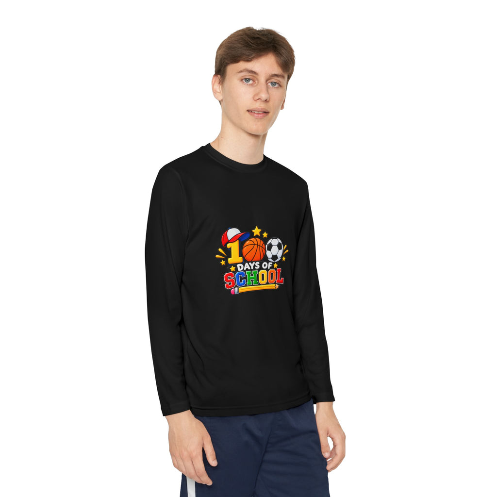Youth Long Sleeve Tee – "1 Days of School" Sports Back-to-School Shirt