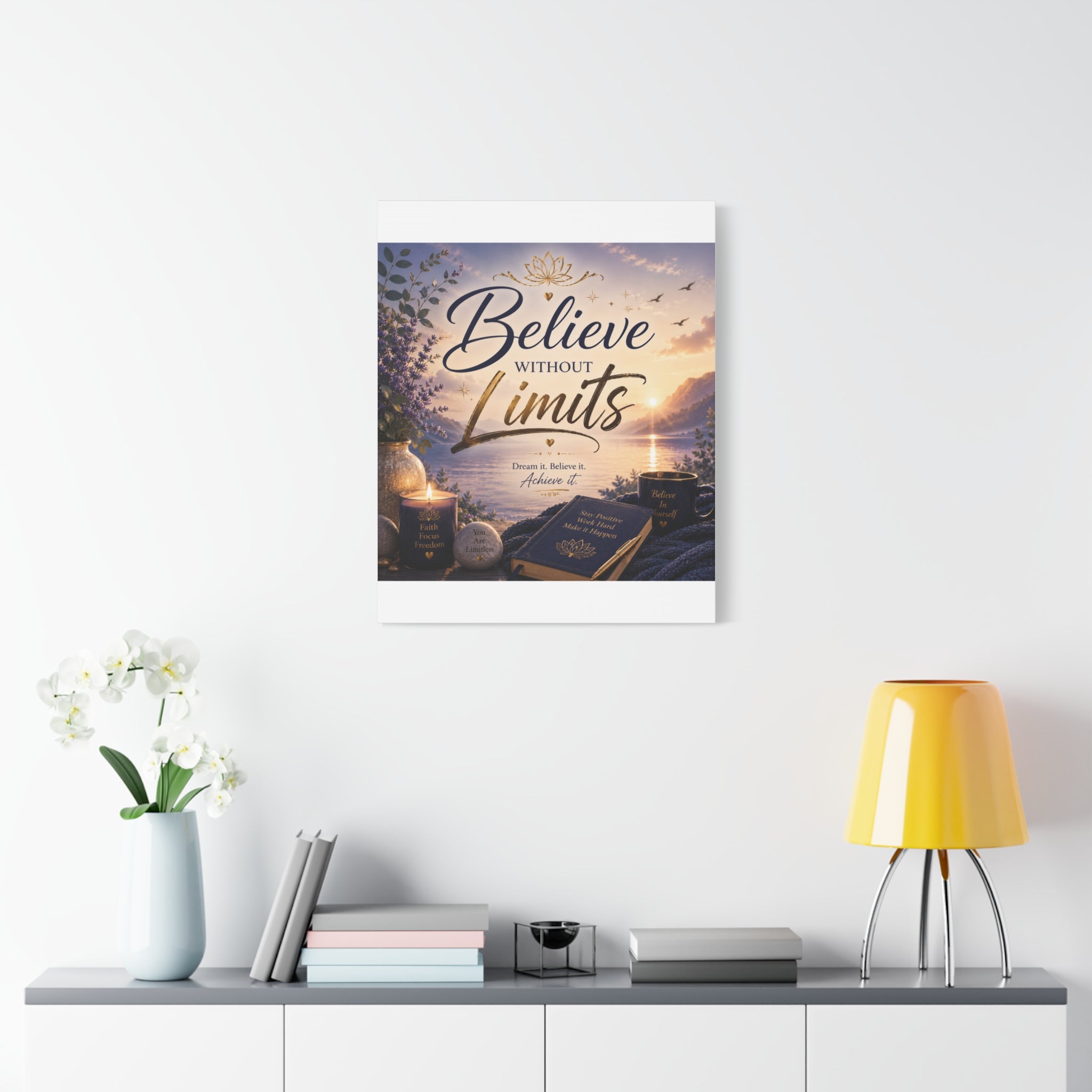 Believe Without Limits Canvas Wall Art – Inspirational Stretched Matte Print