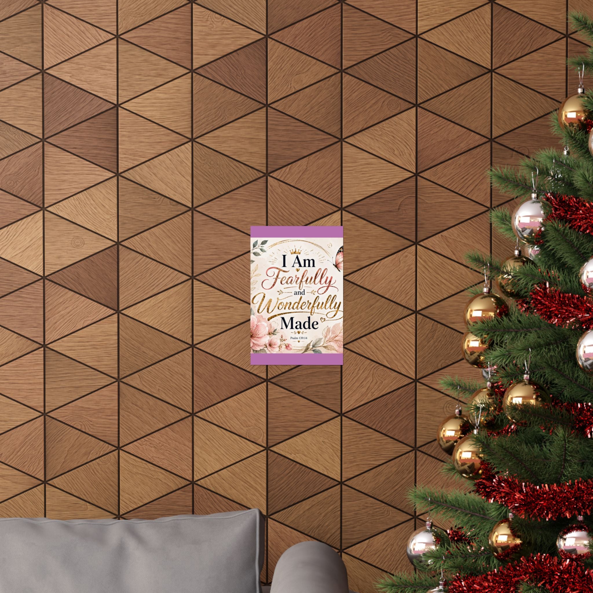 Fearfully & Wonderfully Made Vertical Poster — Inspirational Christian Wall Art (Psalm 139:14)