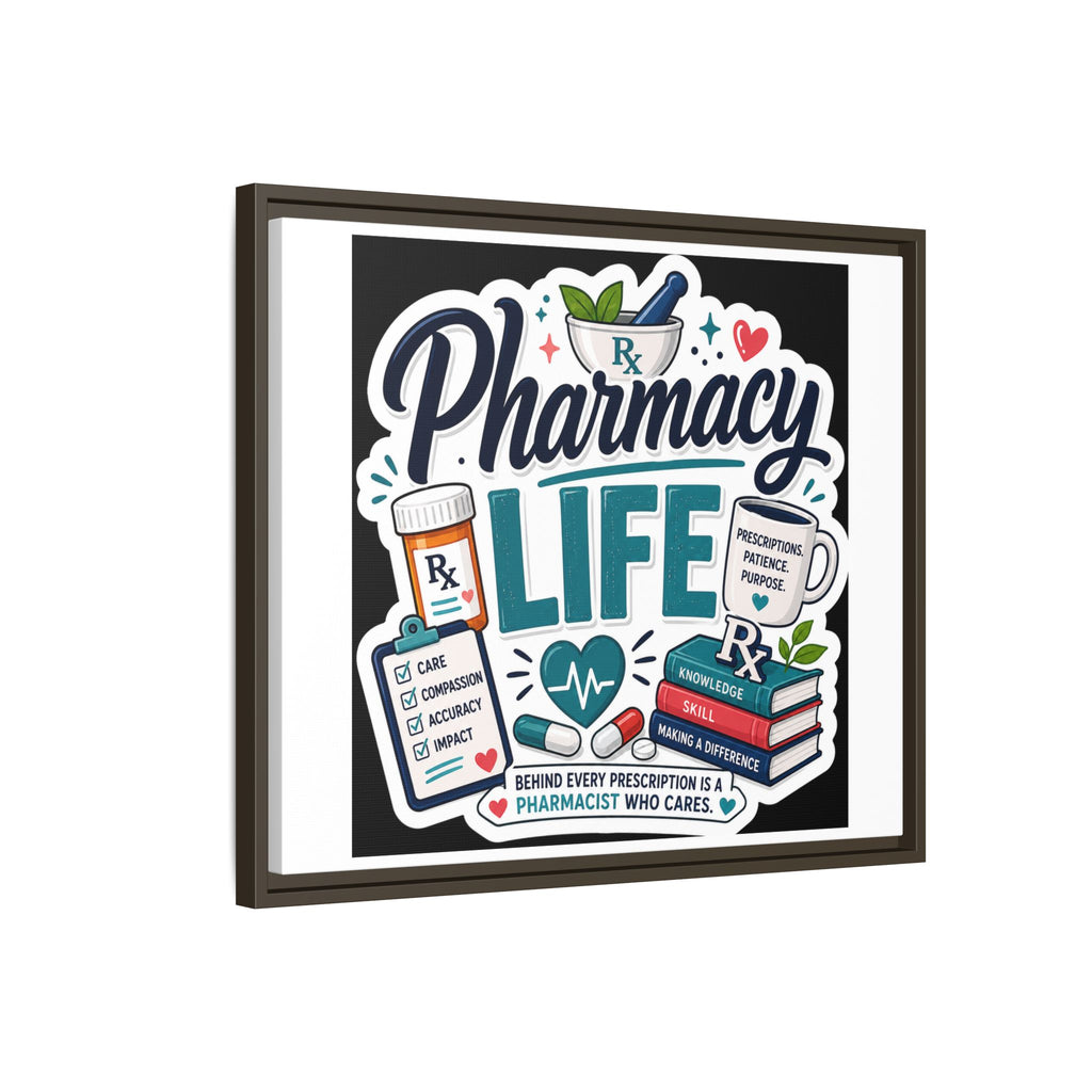 Pharmacy Life Framed Canvas Art — Colorful Pharmacist Wall Decor