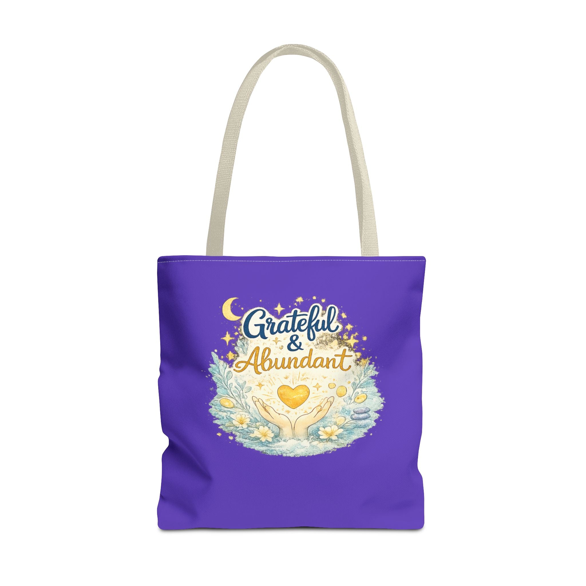 Grateful & Abundant Purple Tote Bag — Inspirational Everyday Shopper