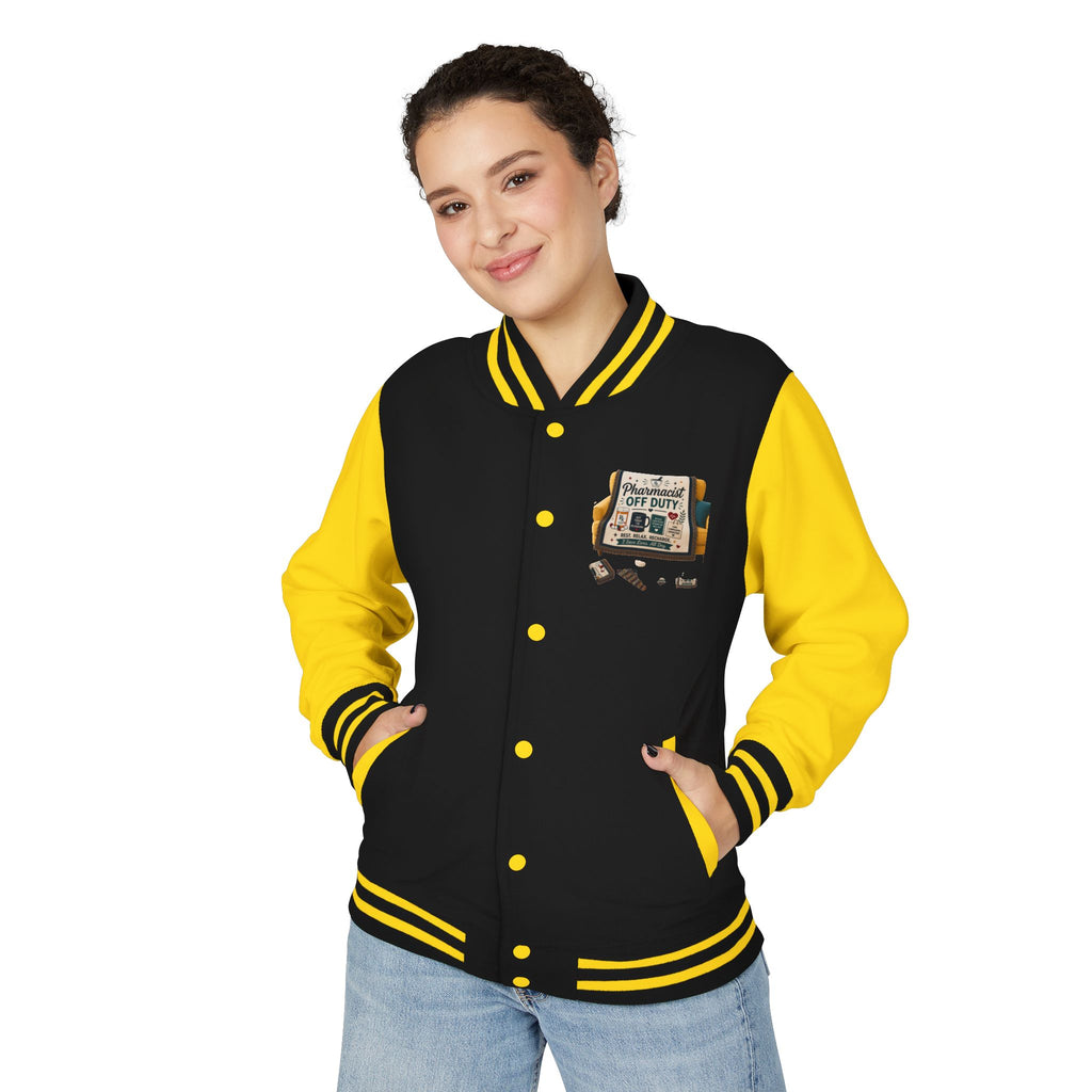 Letterman Jacket — 'Pharmacist Off Duty' Retro Patch Design
