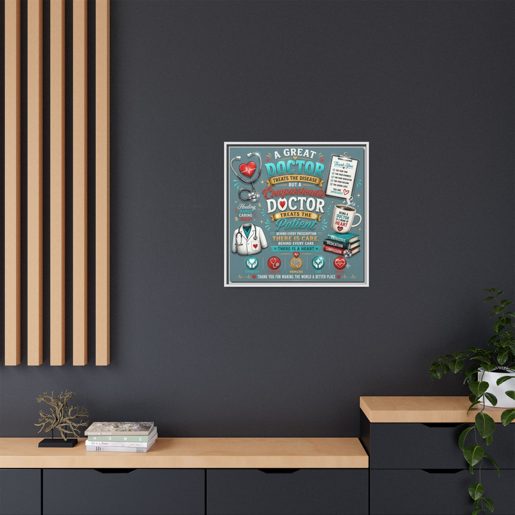 Framed Canvas Print — 'A Great Doctor Treats the Patient' Medical Tribute Wall Art
