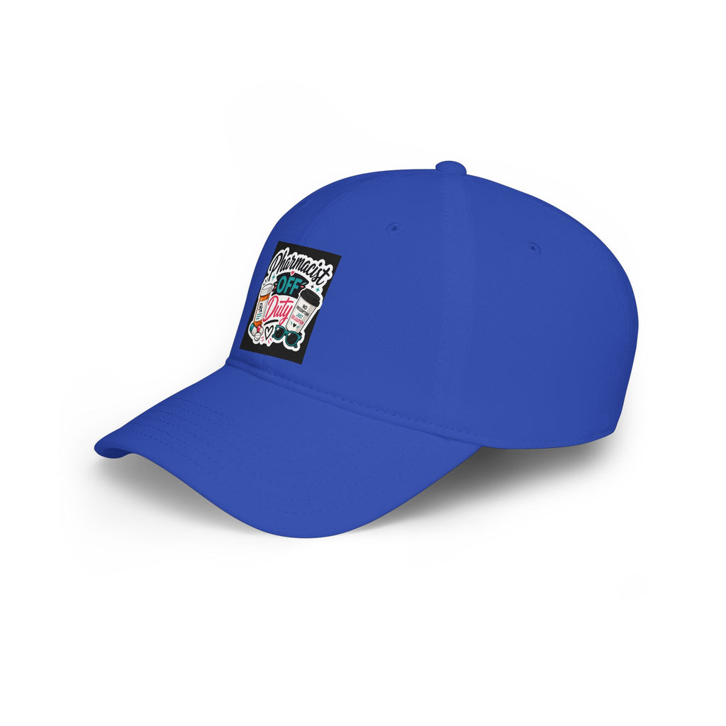 Pharmacist Off Duty Baseball Cap — Funny Pharmacist Hat with Pills & Script Patch