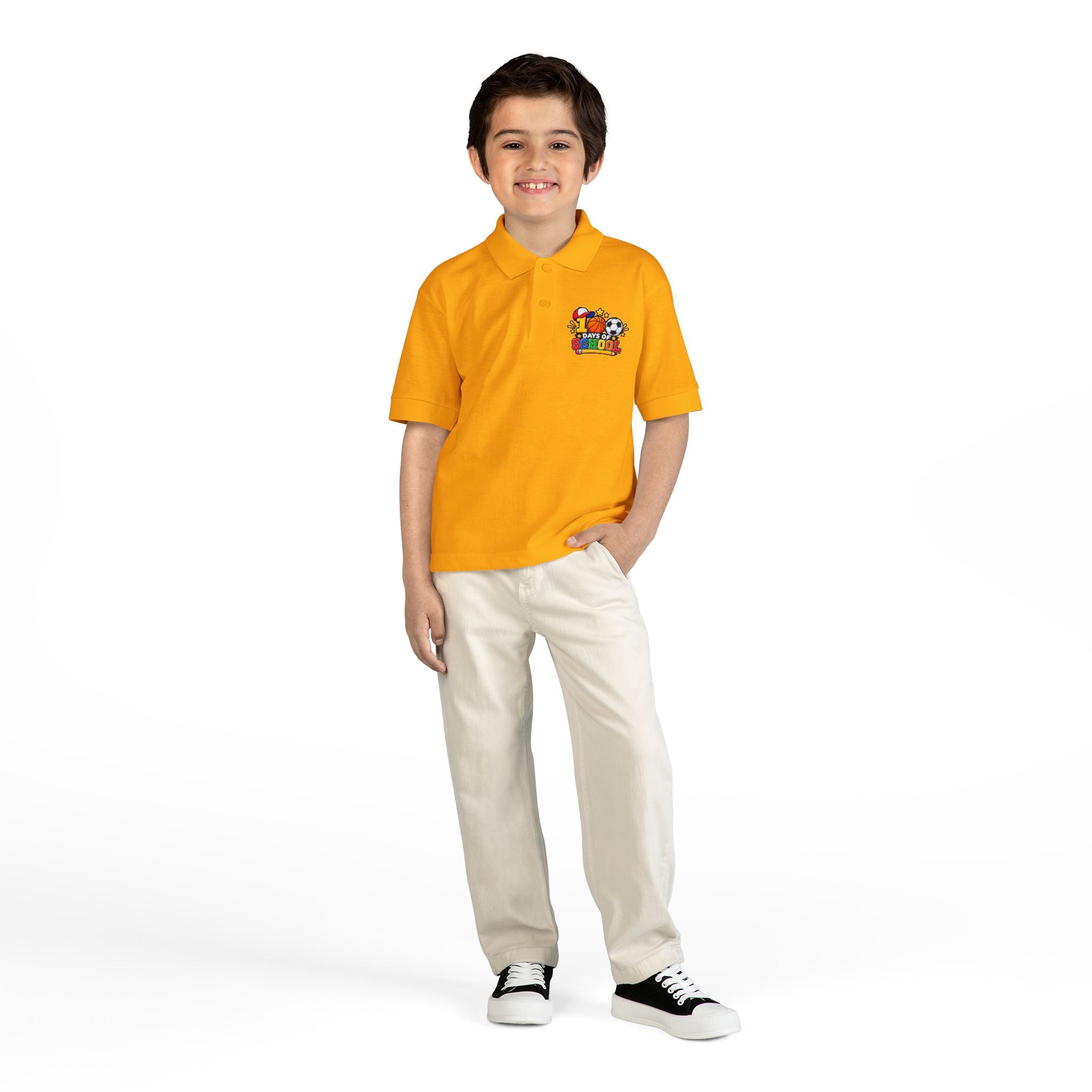 Youth Polo — "100 Days of School" Sport-Themed Kids Polo