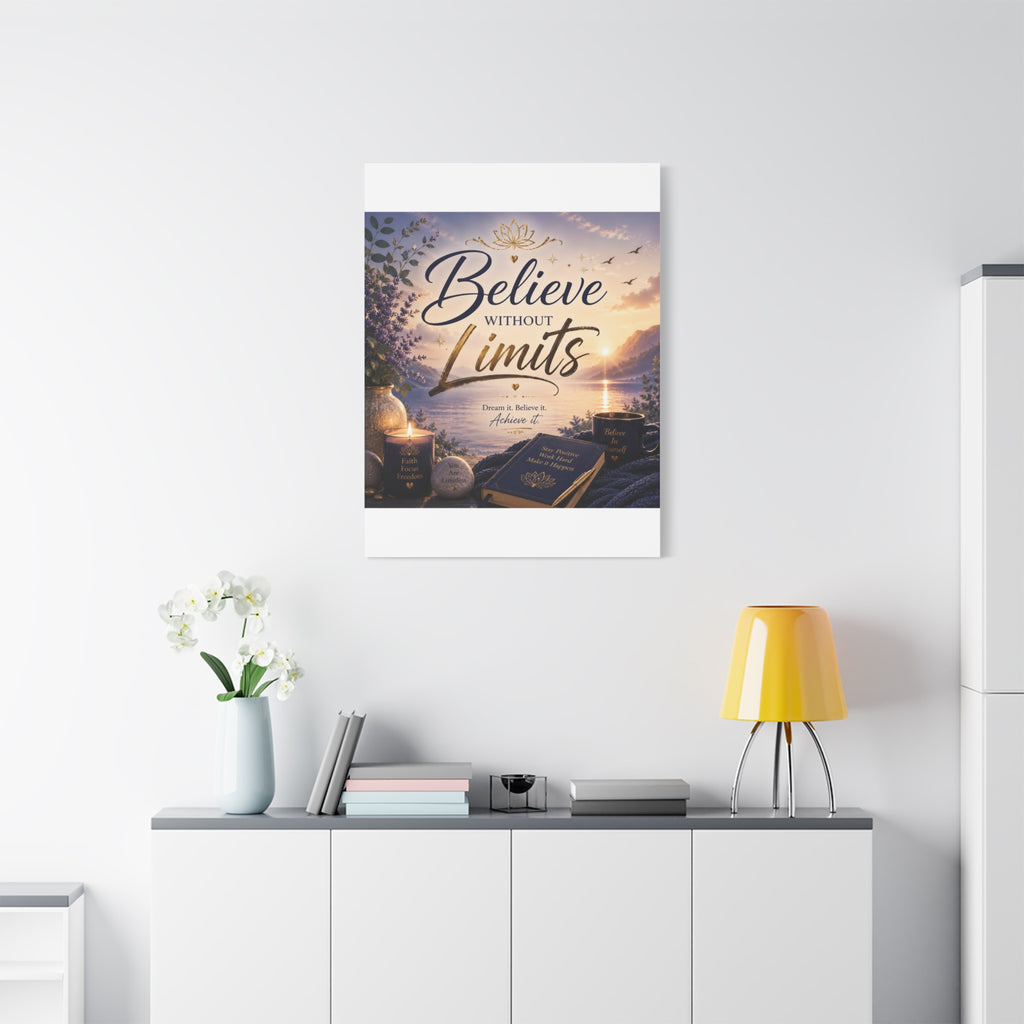 Believe Without Limits Canvas Wall Art – Inspirational Stretched Matte Print