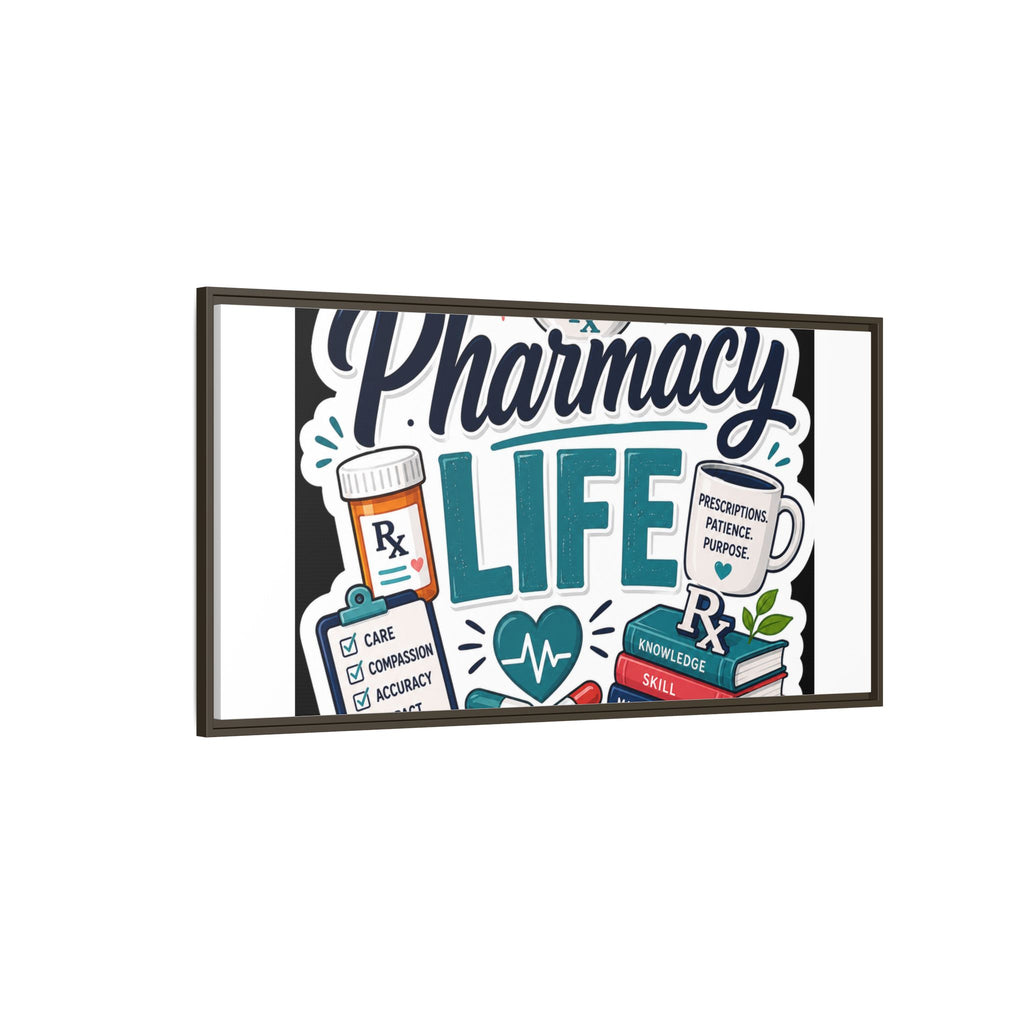 Pharmacy Life Framed Canvas Art — Colorful Pharmacist Wall Decor