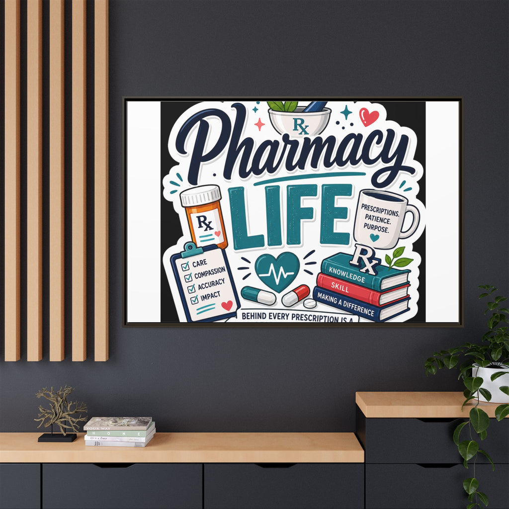 Pharmacy Life Framed Canvas Art — Colorful Pharmacist Wall Decor