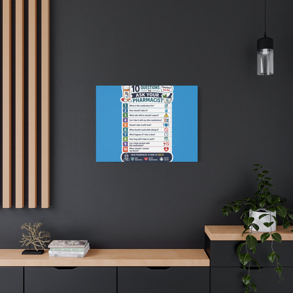 Pharmacist Questions Canvas Print — "10 Questions to Ask Your Pharmacist"