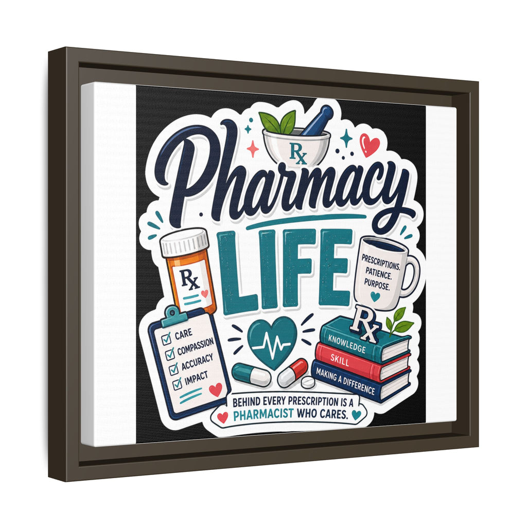 Pharmacy Life Framed Canvas Art — Colorful Pharmacist Wall Decor