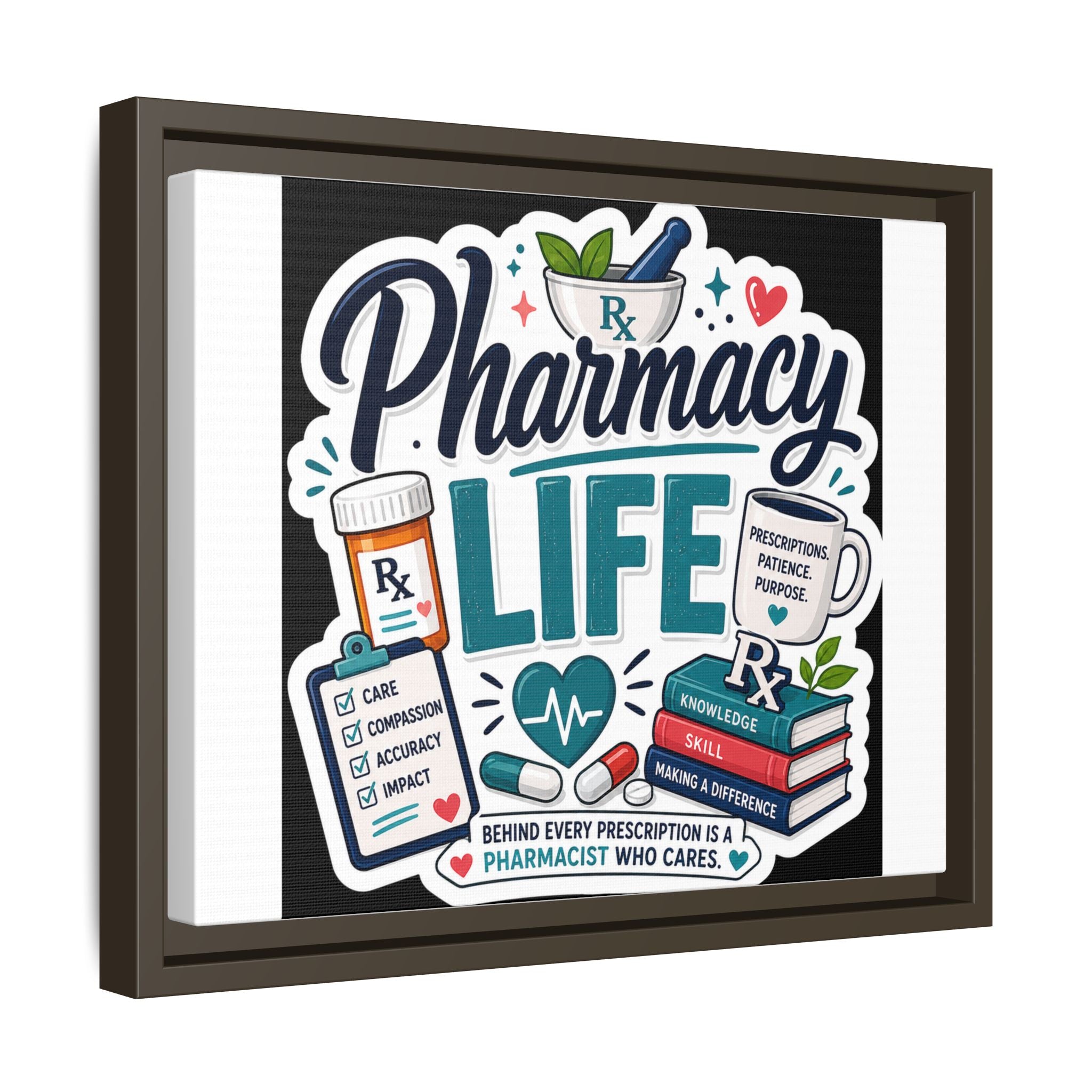 Pharmacy Life Framed Canvas Art — Colorful Pharmacist Wall Decor