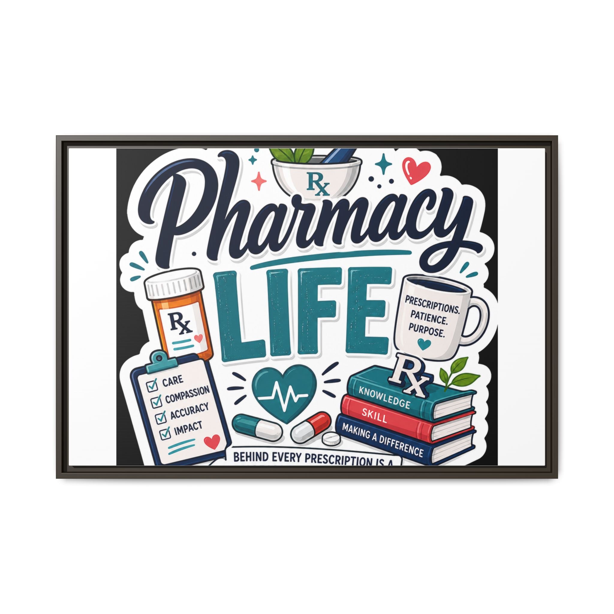 Pharmacy Life Framed Canvas Art — Colorful Pharmacist Wall Decor