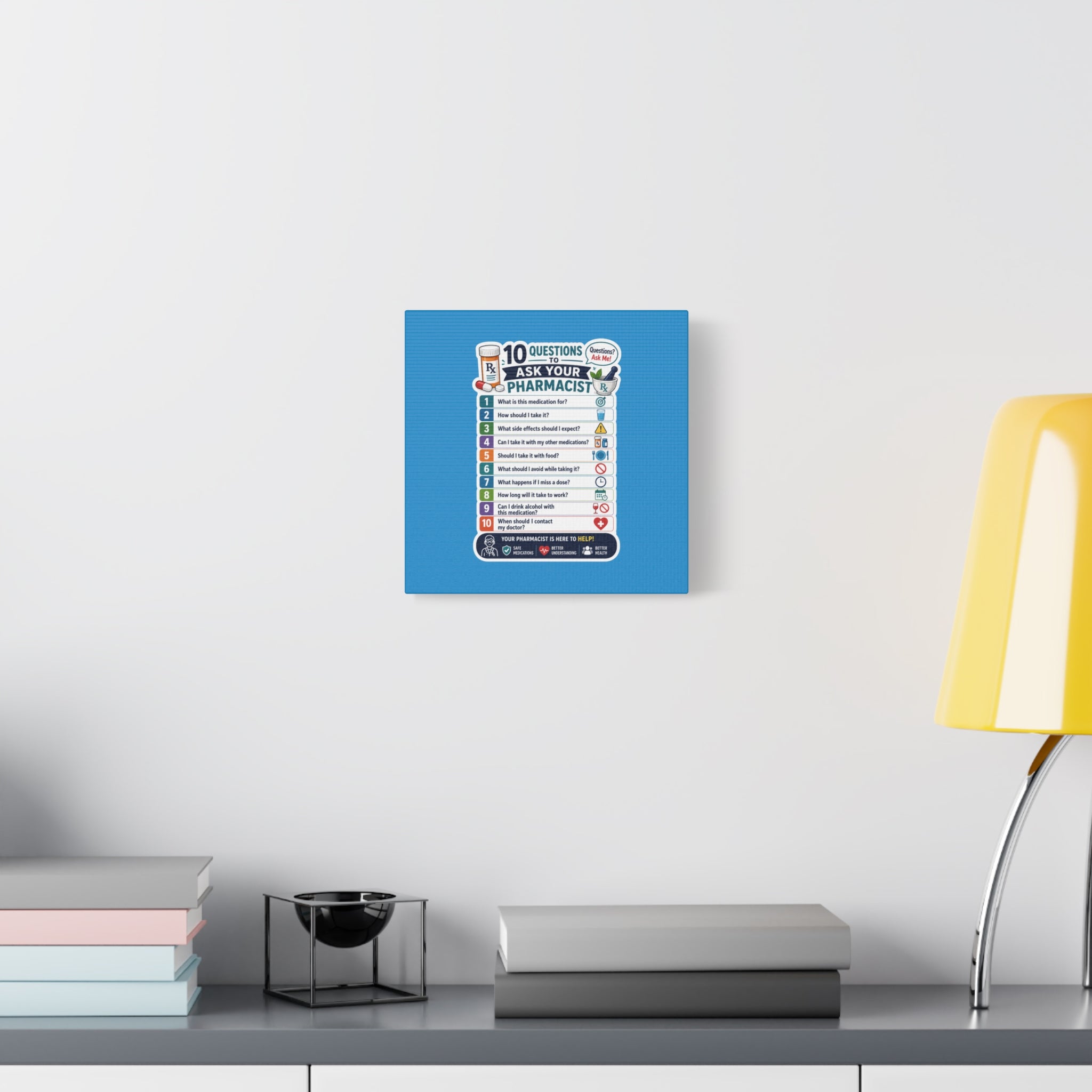 Pharmacist Questions Canvas Print — "10 Questions to Ask Your Pharmacist"