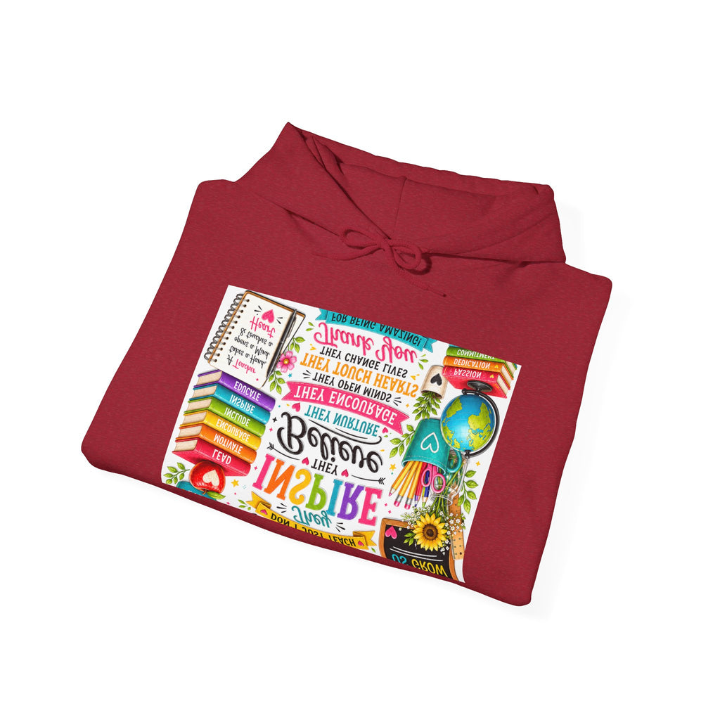 Motivational Book Lover Hoodie — "Be Brave, Be Kind, Be You" Colorful Inspirational Design