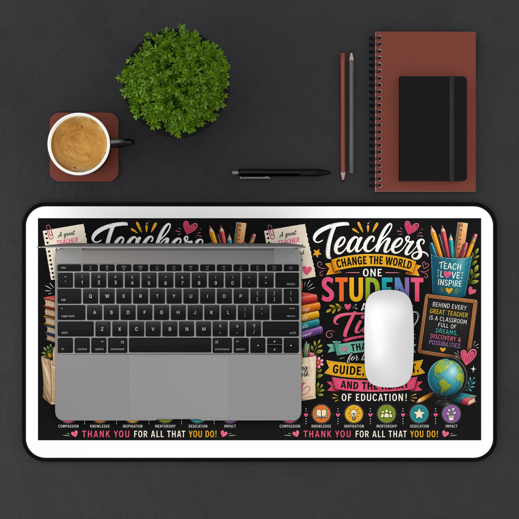 Teacher Appreciation Desk Mat — Colorful Chalkboard Thank You Design