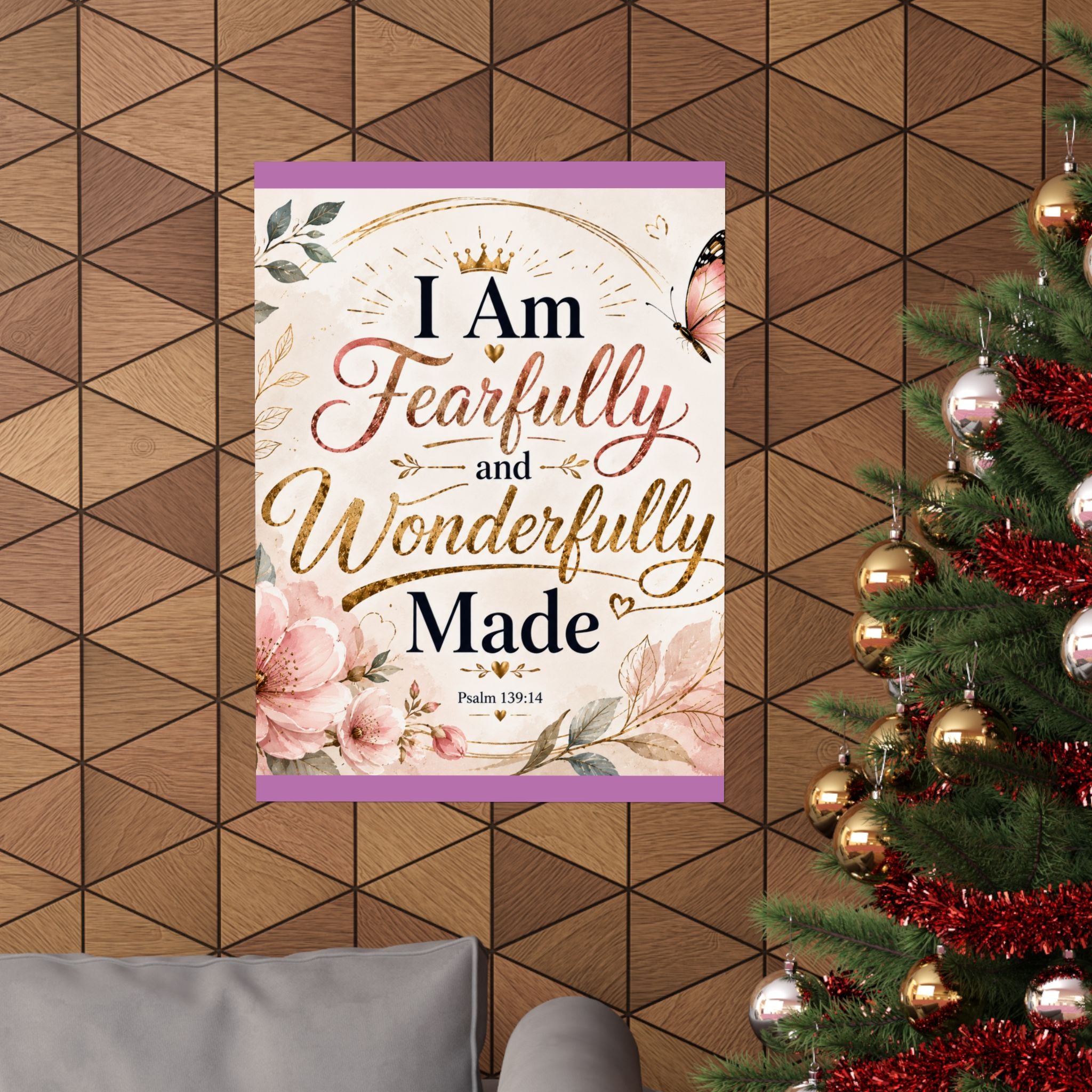 Fearfully & Wonderfully Made Vertical Poster — Inspirational Christian Wall Art (Psalm 139:14)