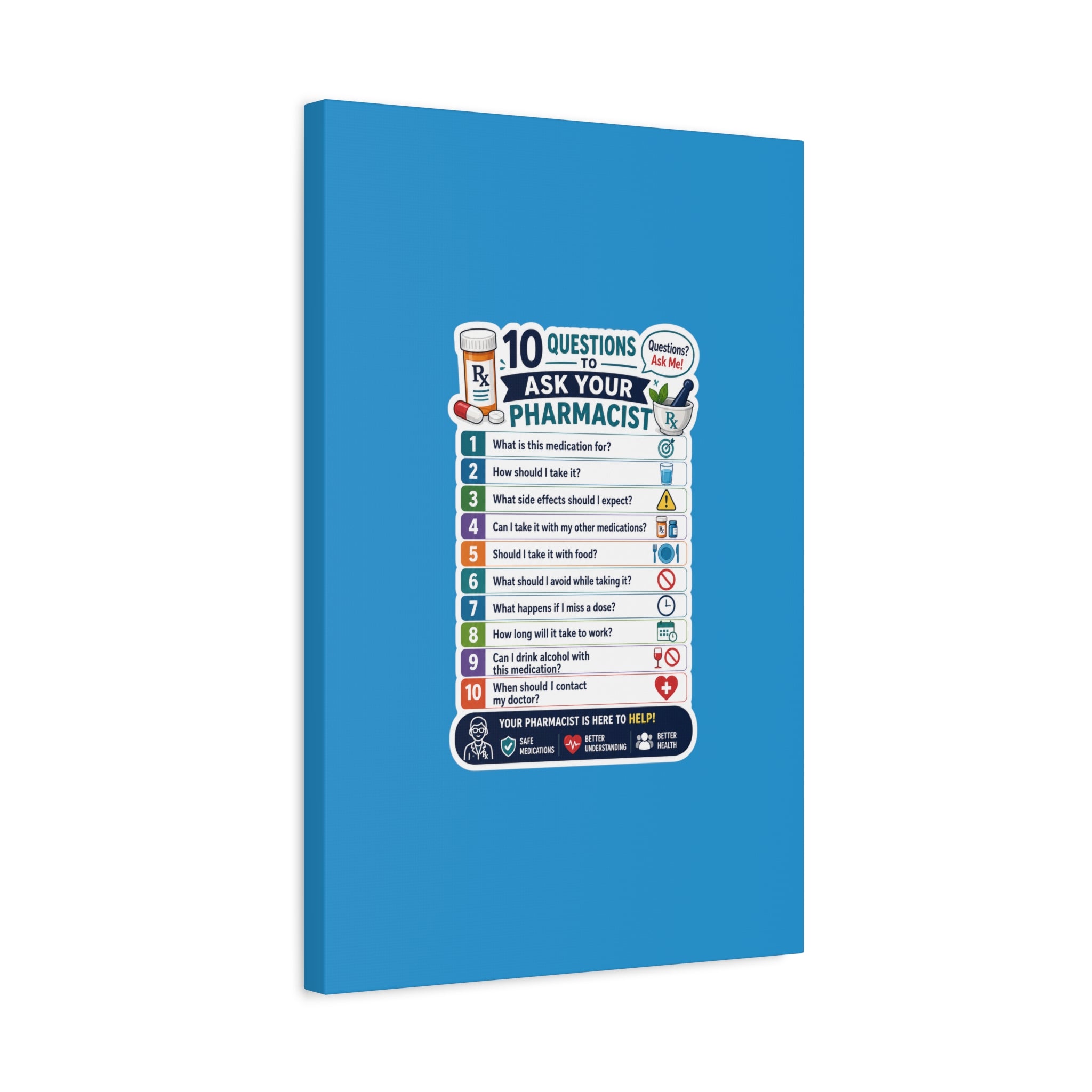 Pharmacist Questions Canvas Print — "10 Questions to Ask Your Pharmacist"