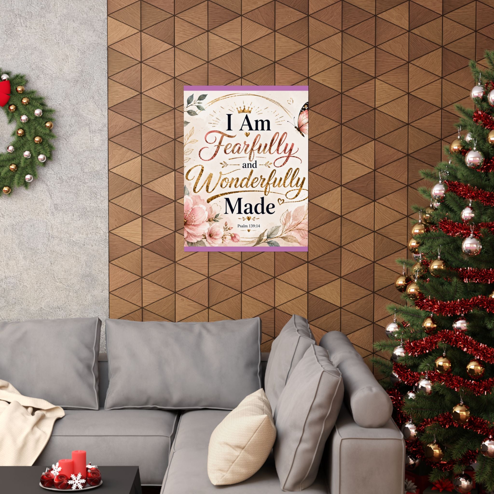 Fearfully & Wonderfully Made Vertical Poster — Inspirational Christian Wall Art (Psalm 139:14)