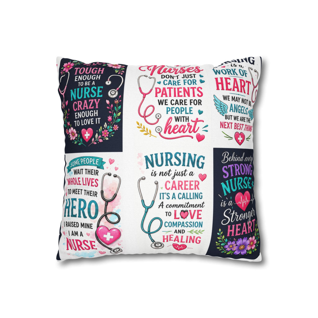 Nurse Quotes Patchwork Square Pillowcase — Inspirational Nursing Gifts