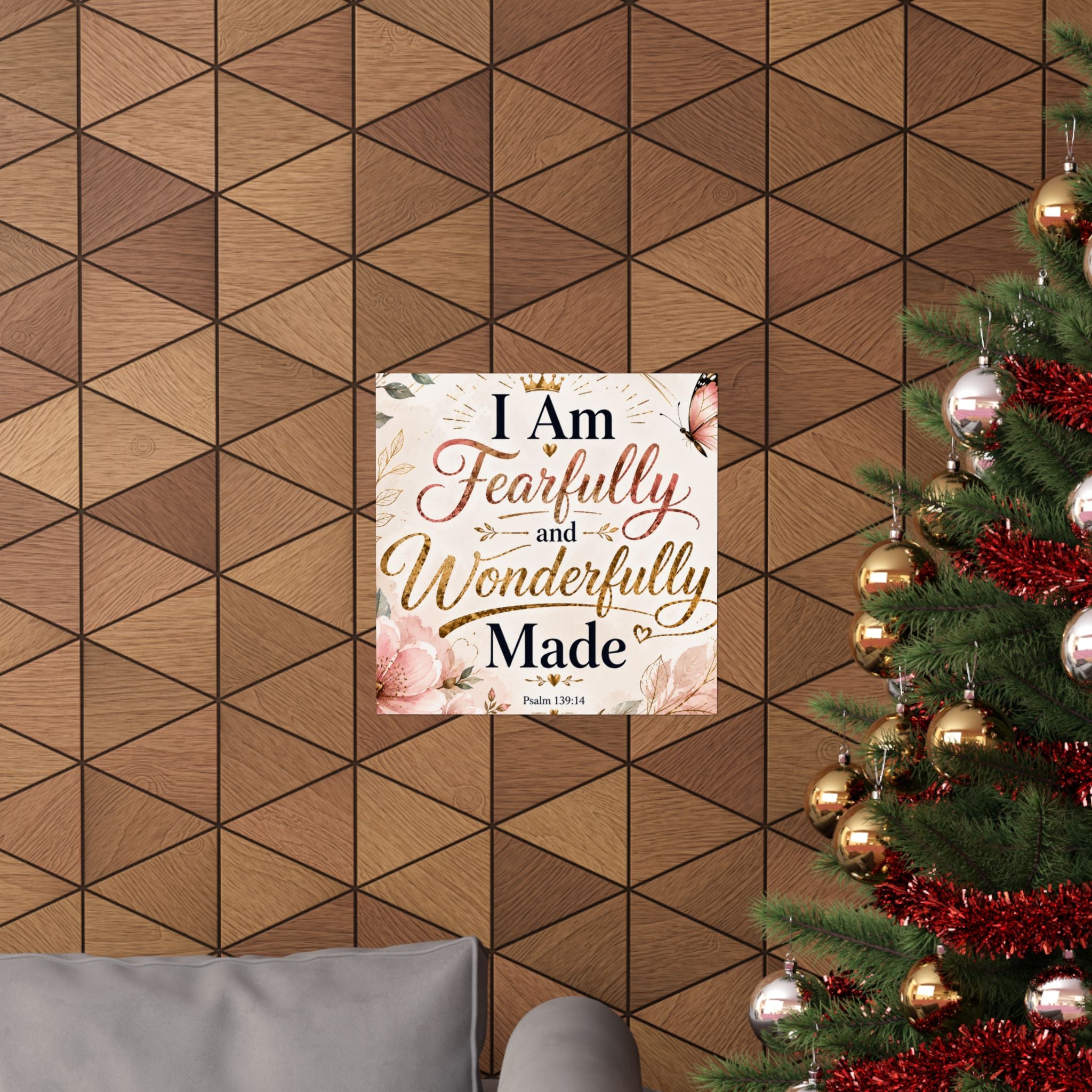Fearfully & Wonderfully Made Vertical Poster — Inspirational Christian Wall Art (Psalm 139:14)