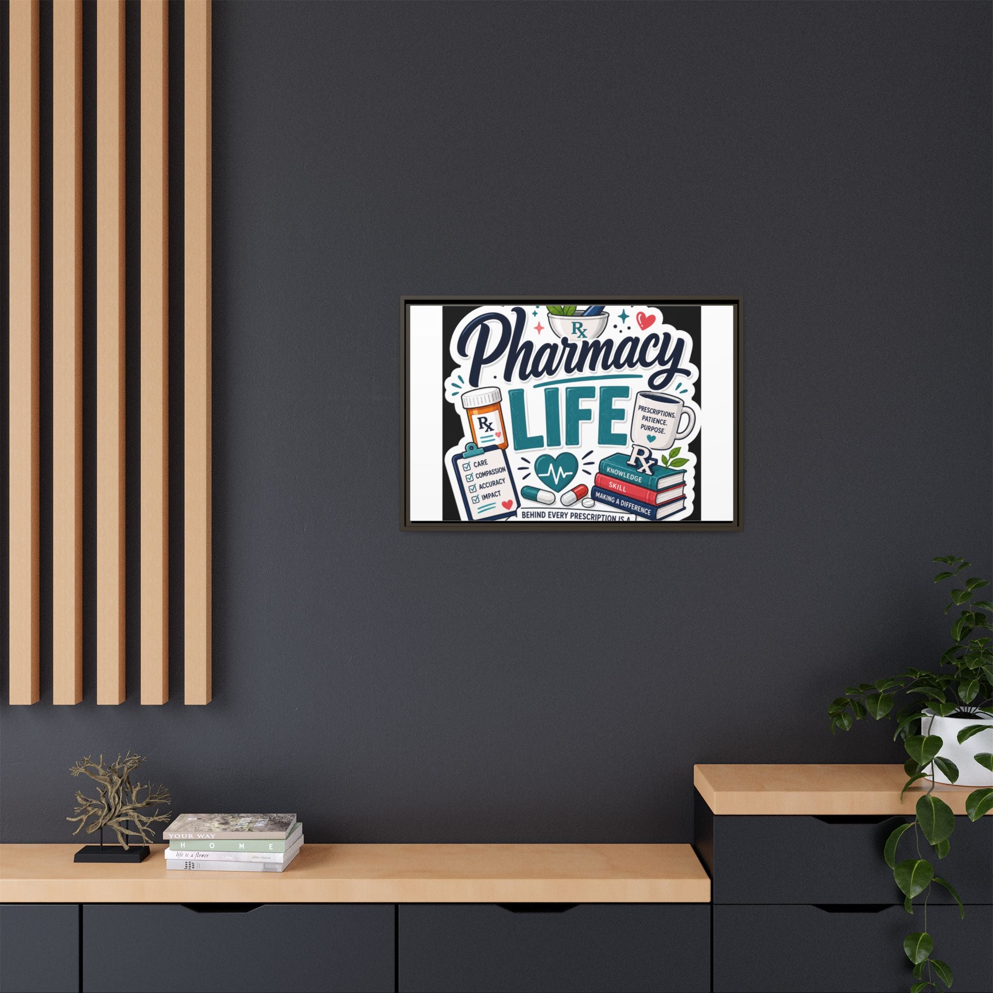 Pharmacy Life Framed Canvas Art — Colorful Pharmacist Wall Decor