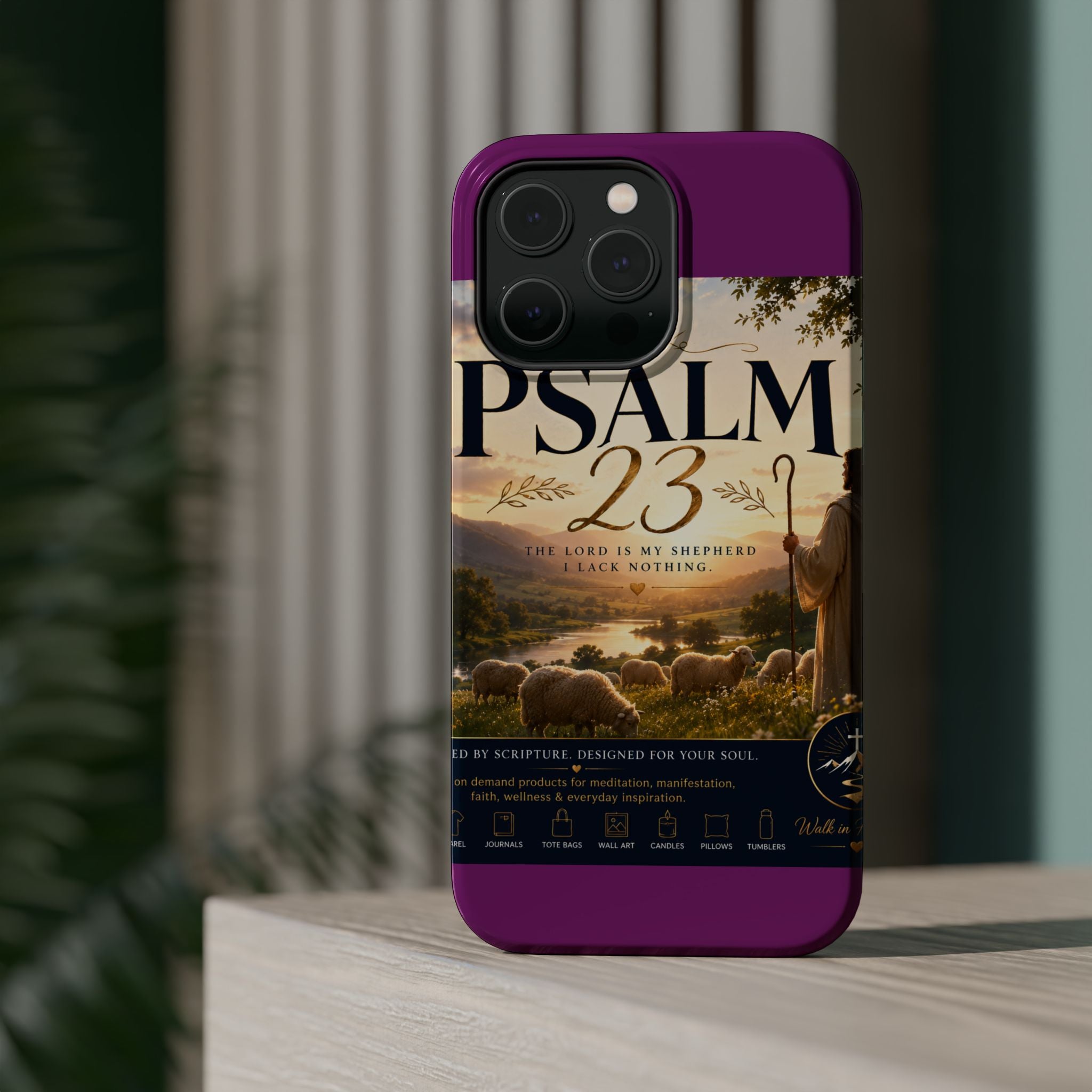 Psalm 23 Phone Case — Magnetic Impact-Resistant Christian iPhone Cover