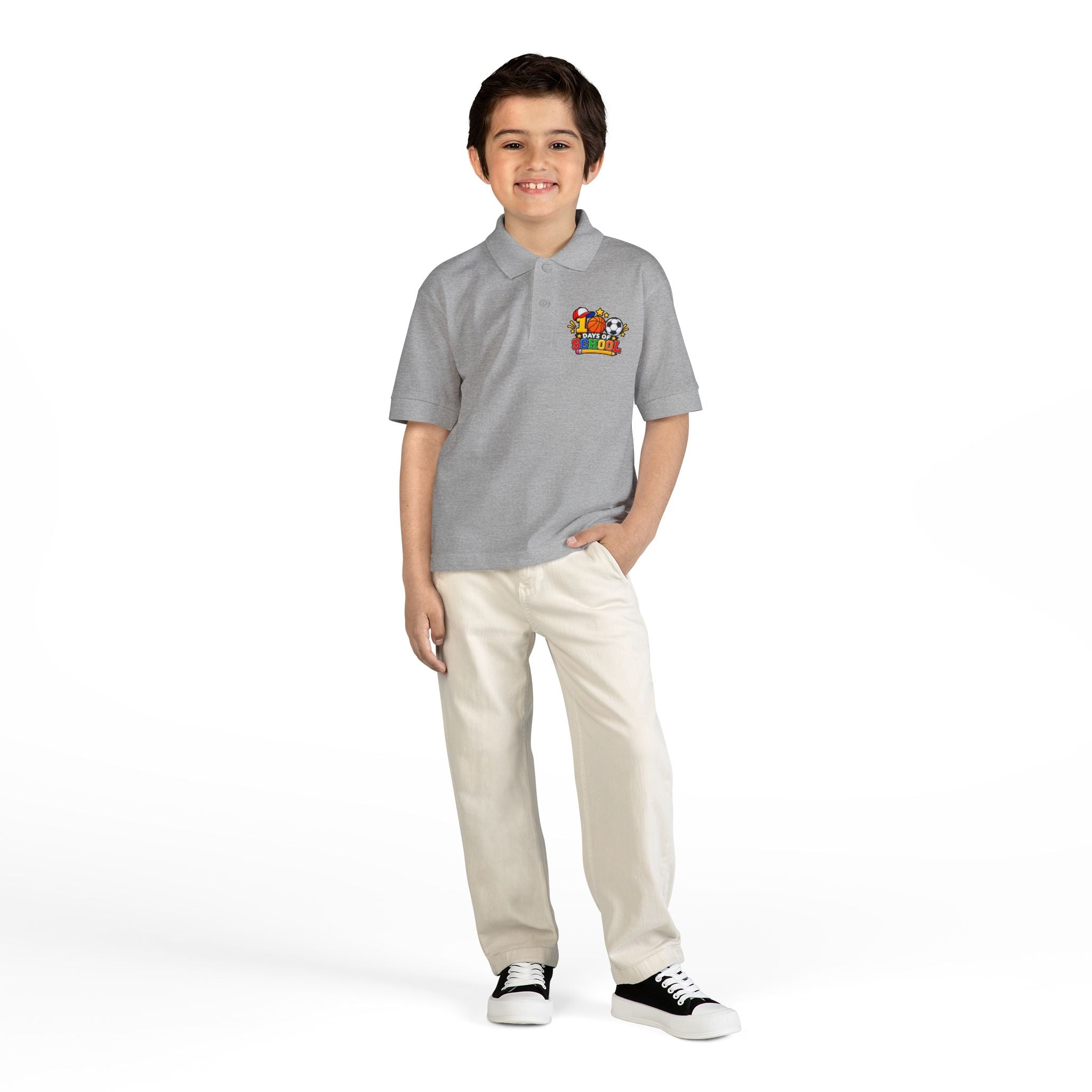 Youth Polo — "100 Days of School" Sport-Themed Kids Polo
