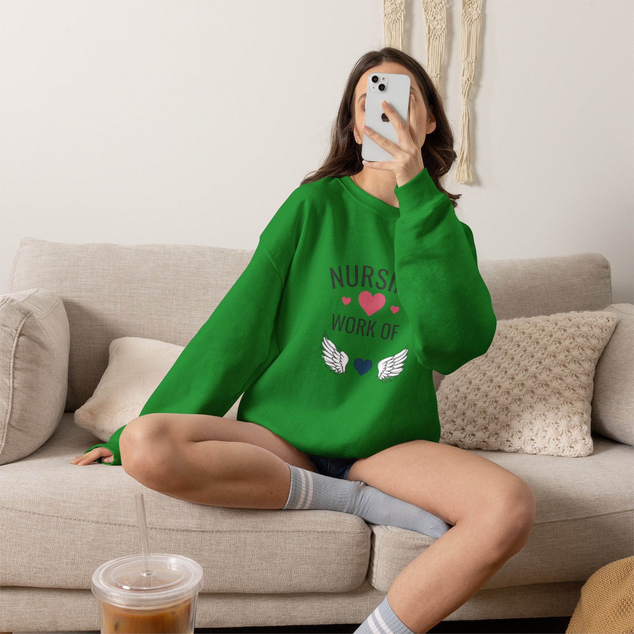Nursing Work of Heart Crewneck Sweatshirt — Nurse Appreciation Pullover