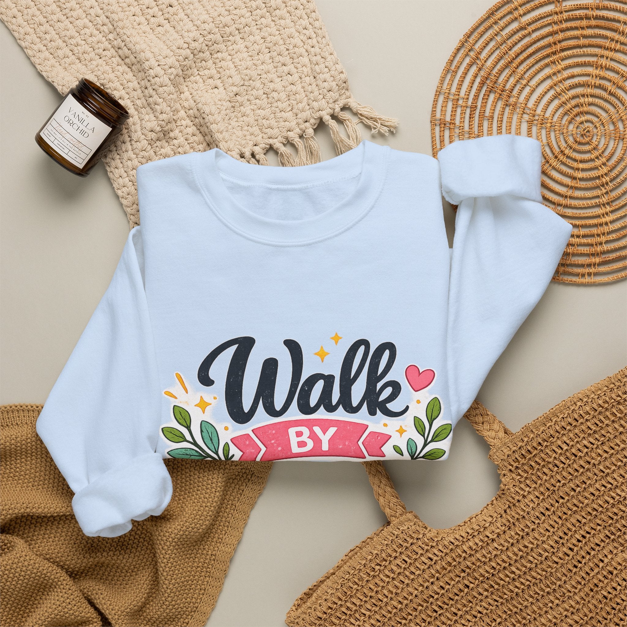 Walk By Faith Crewneck Sweatshirt — Inspirational Christian Pullover