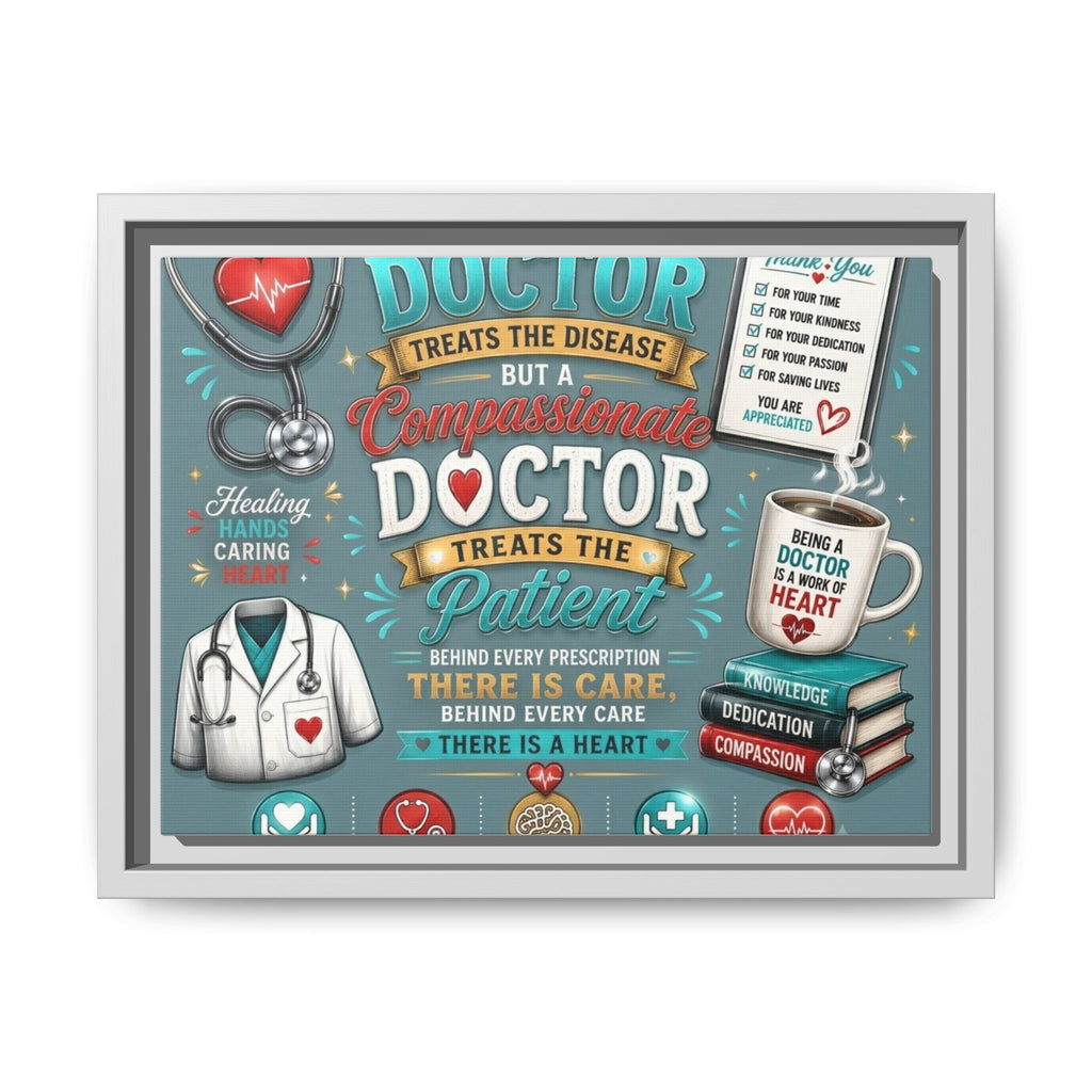 Framed Canvas Print — 'A Great Doctor Treats the Patient' Medical Tribute Wall Art
