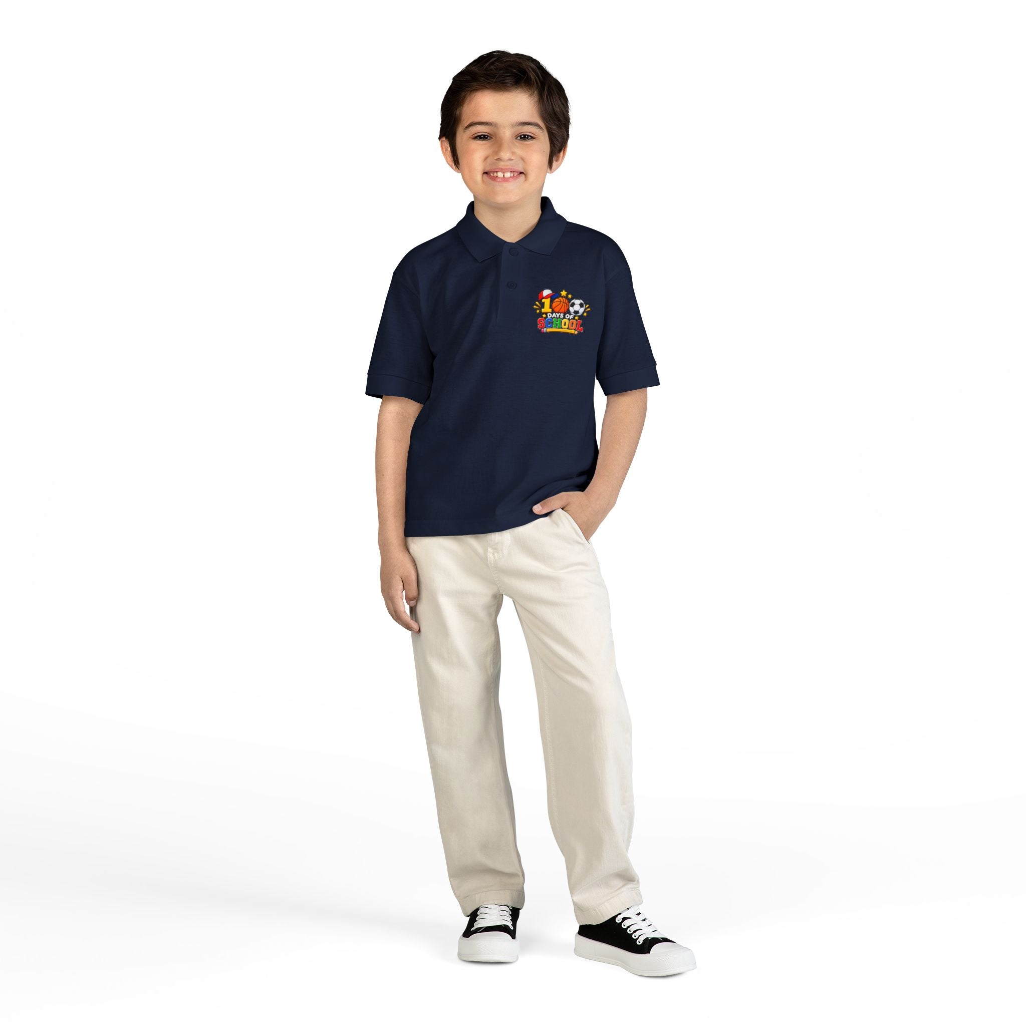 Youth Polo — "100 Days of School" Sport-Themed Kids Polo