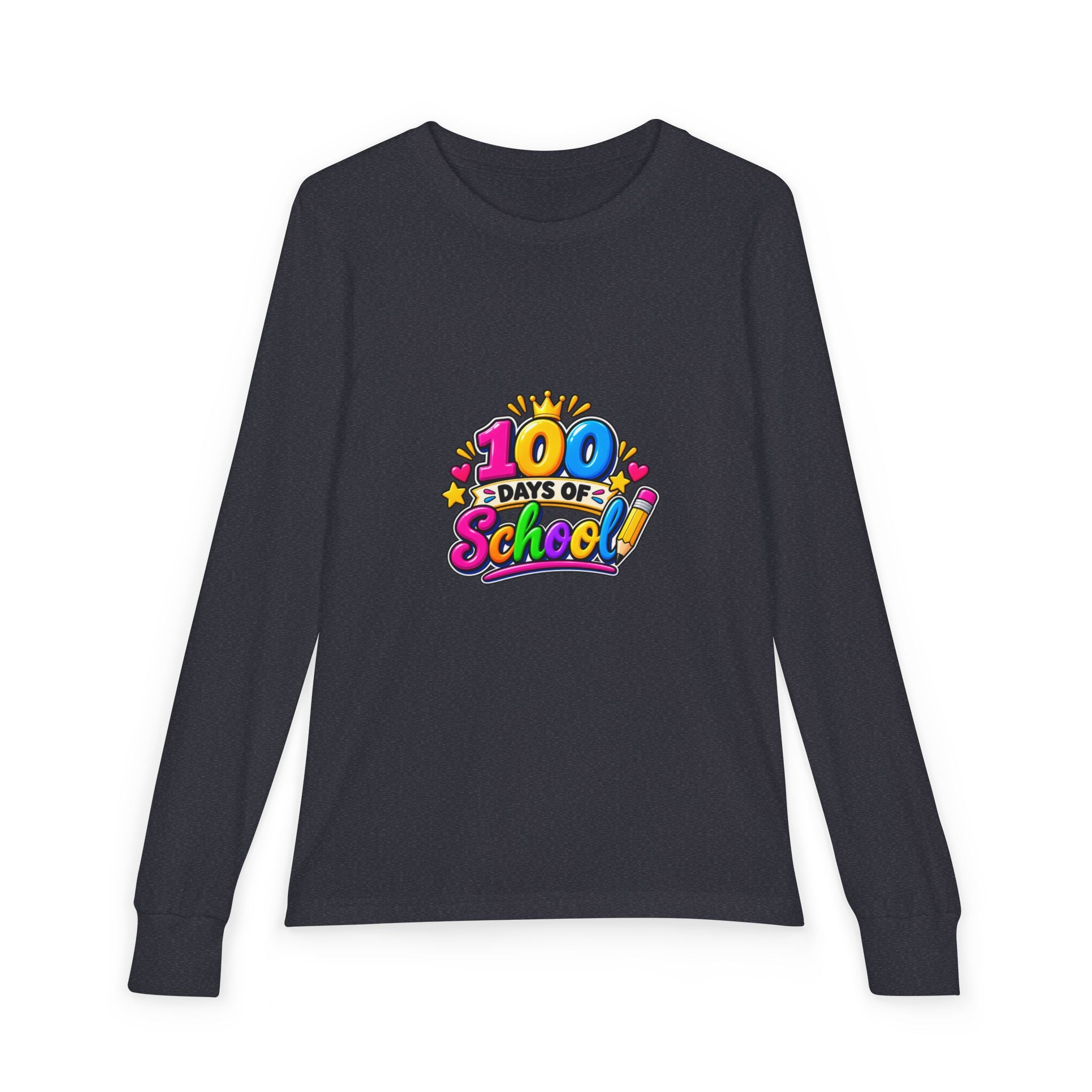 100 Days of School Youth Long Sleeve Tee — Colorful Celebration Shirt for Kids