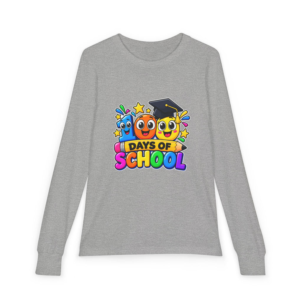 100 Days of School Youth Long Sleeve Tee – Colorful Graduation Mascots