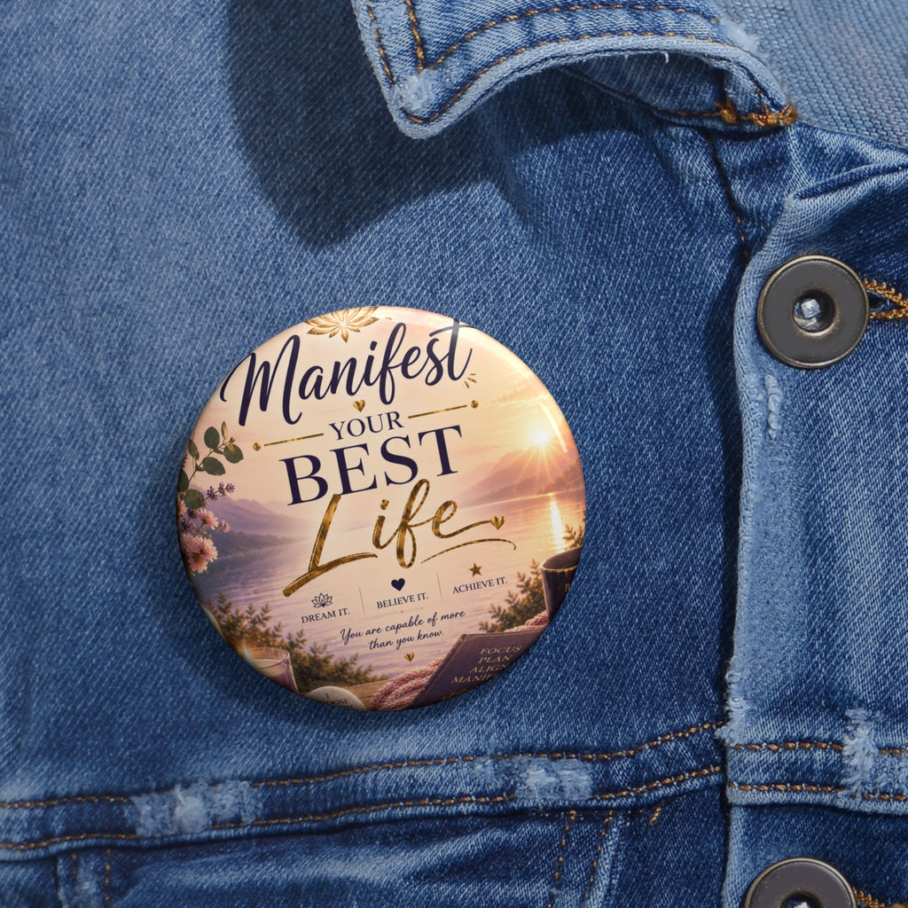 Manifest Your Best Life Pin Button — Inspirational Motivational Badge